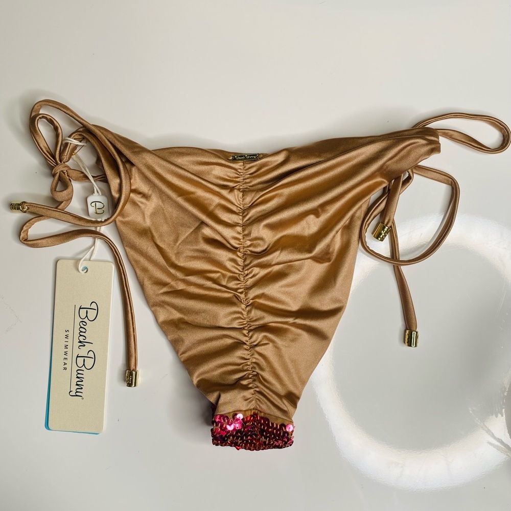 Beach Bunny Swimwear- Ariel Tie Side Bottom - L & M / NEW WITH TAG🏷️ /Shiny Pink - Picture 11 of 11